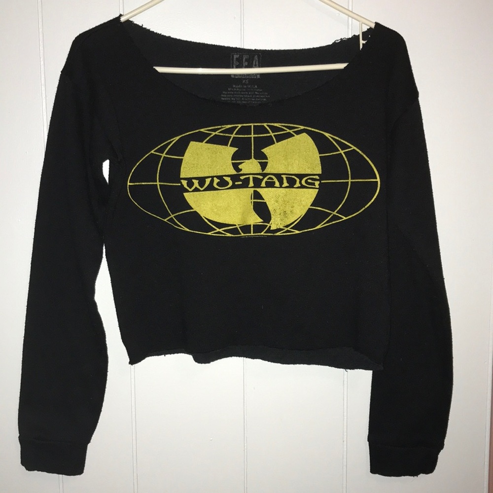 Wu tang clan crop top distressed sweater